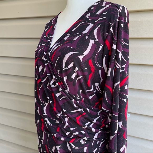 •Dana Buchman• NWT Abstract Pattern Side Ruched Dress - Size 3X - Picture 4 of 9